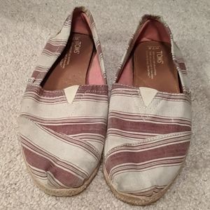 Maroon and Cream Canvas Toms